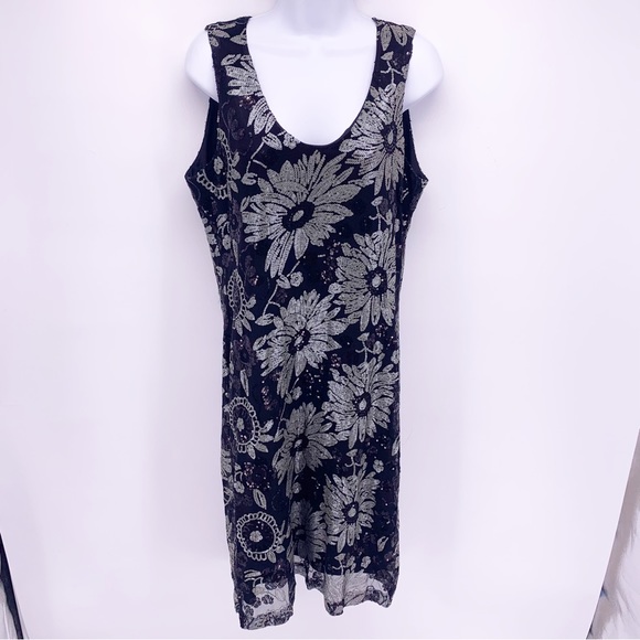 Sandra Soulos Floral Sequined Midi Dress Size 12 - Picture 1 of 8